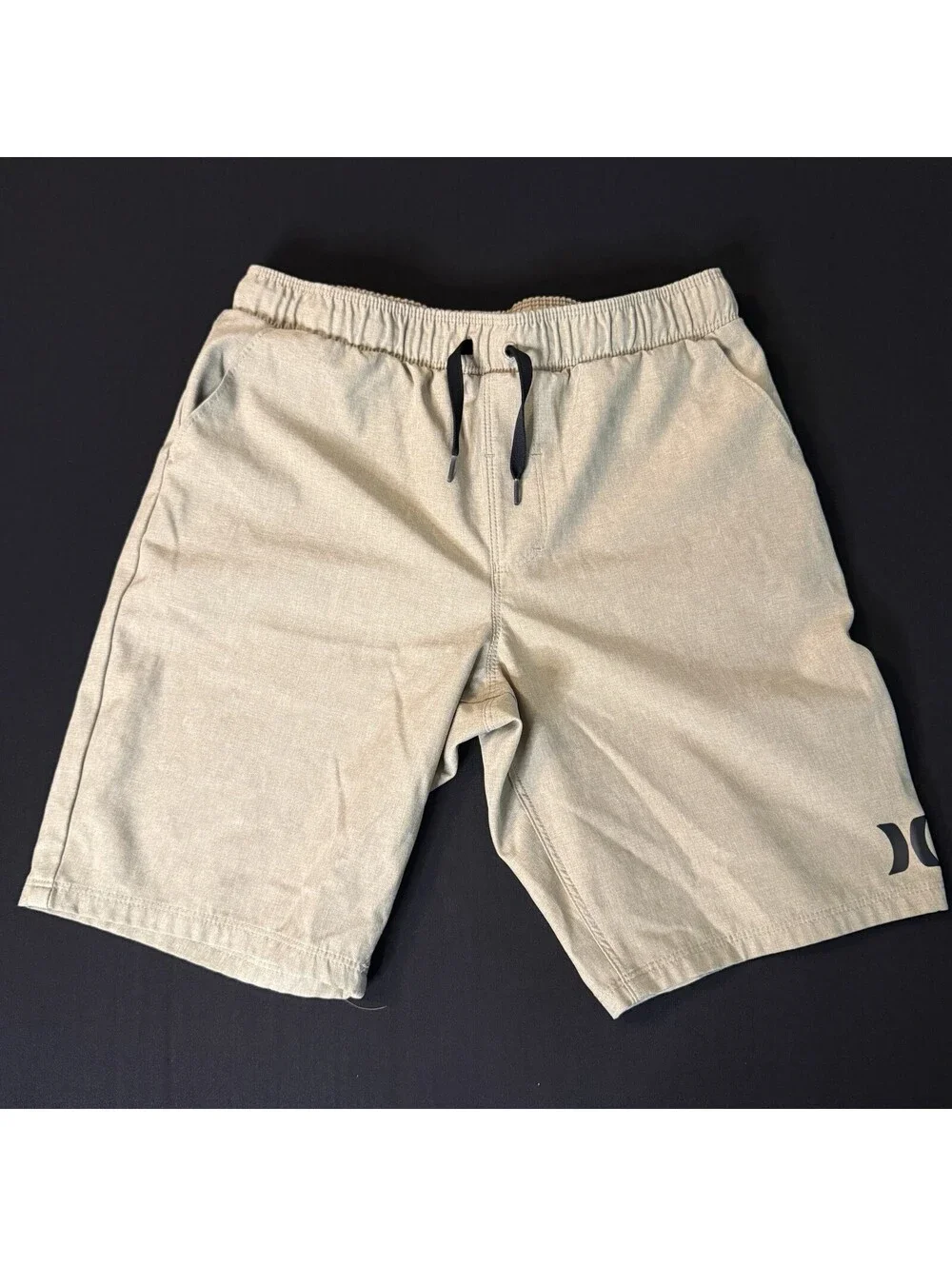 Hurley Boys Khaki Hybrid Walk Shorts Medium 10-12 Stretch Drawstring Casual
